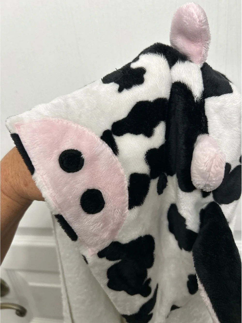 Swankie Blankie Cow Plush Hooded Baby Blanket